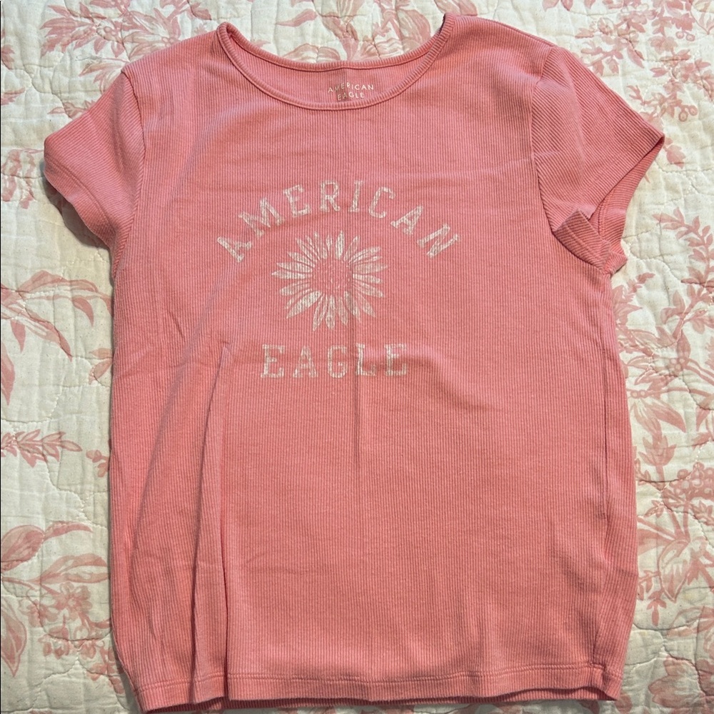 American Eagle Pink Ribbed Tee